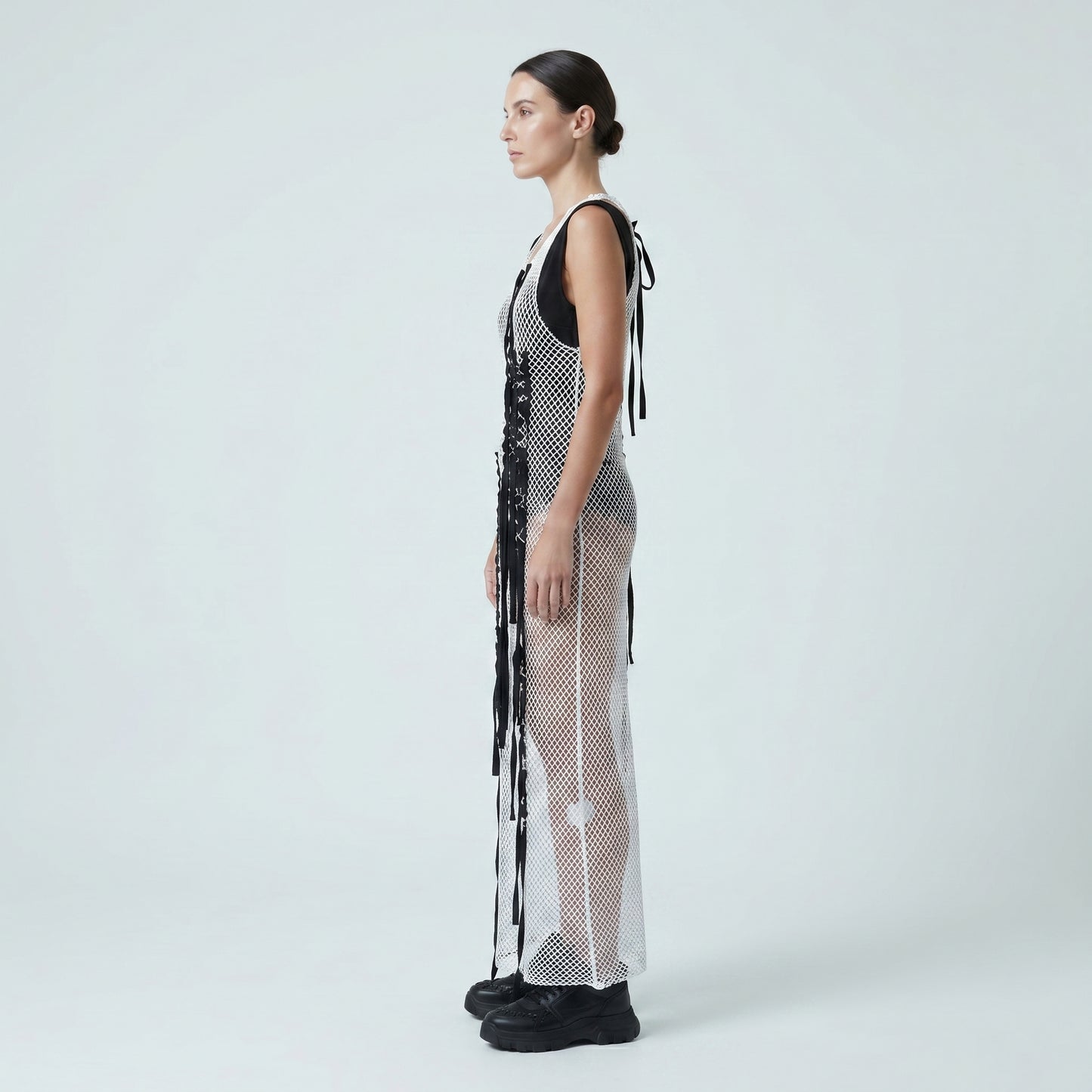 Fringed Open Knit Midi Dress