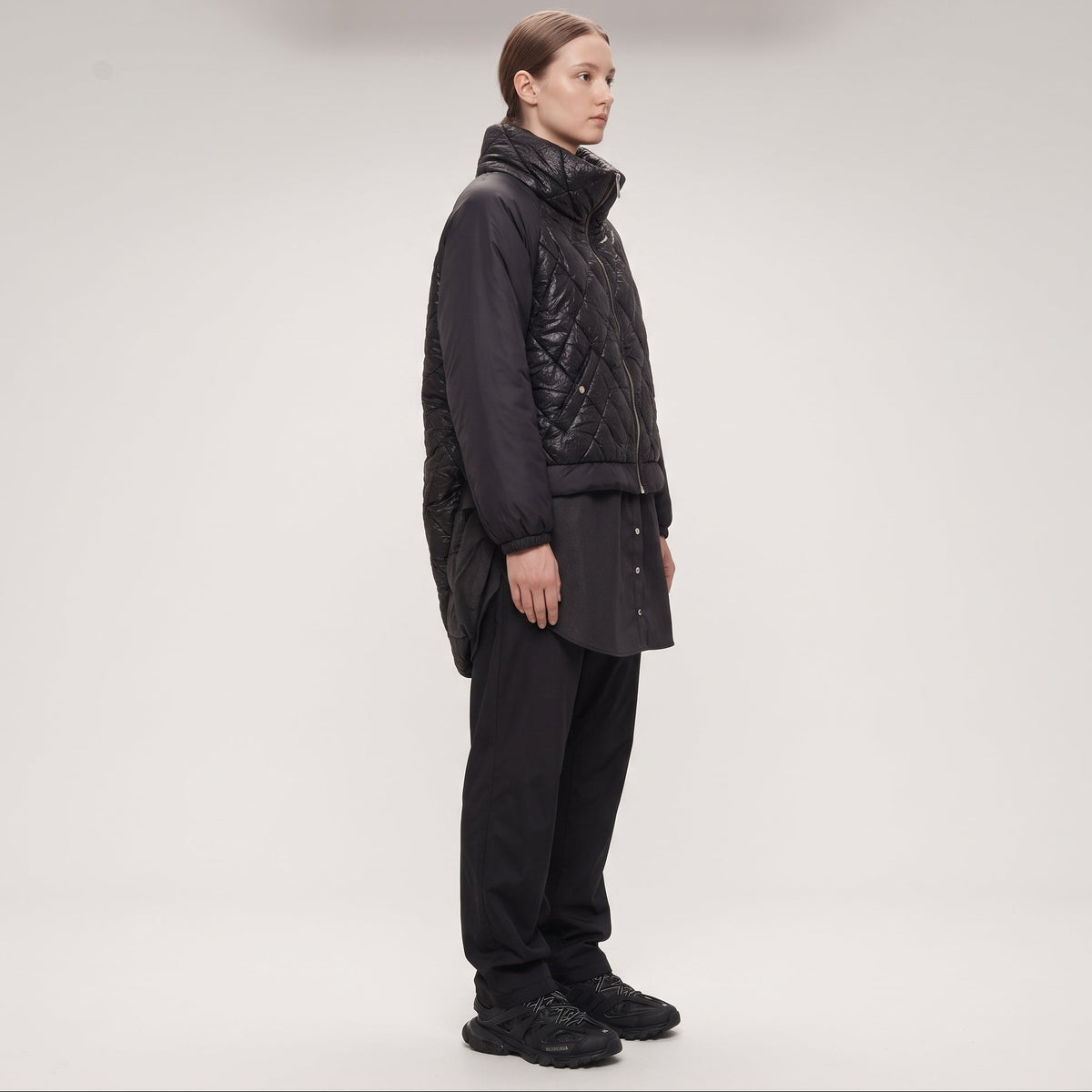 Quilted Layered Longline Jacket