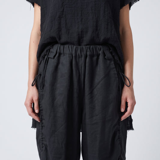 Black Ruched Drawstring Trousers