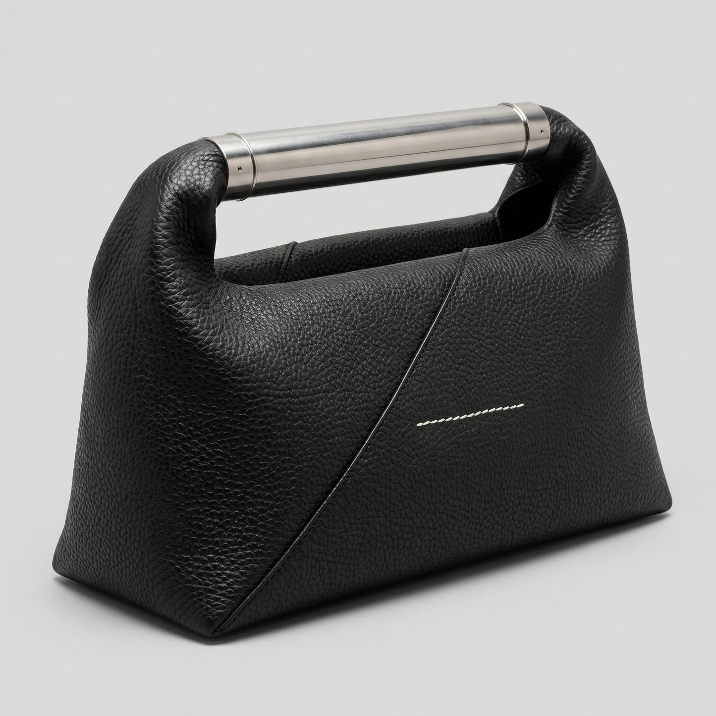 Metal Bar Leather Handbag