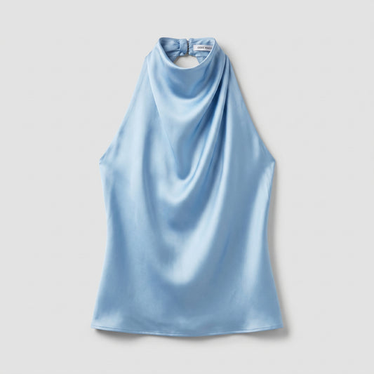 Satin High Neck Halter Top