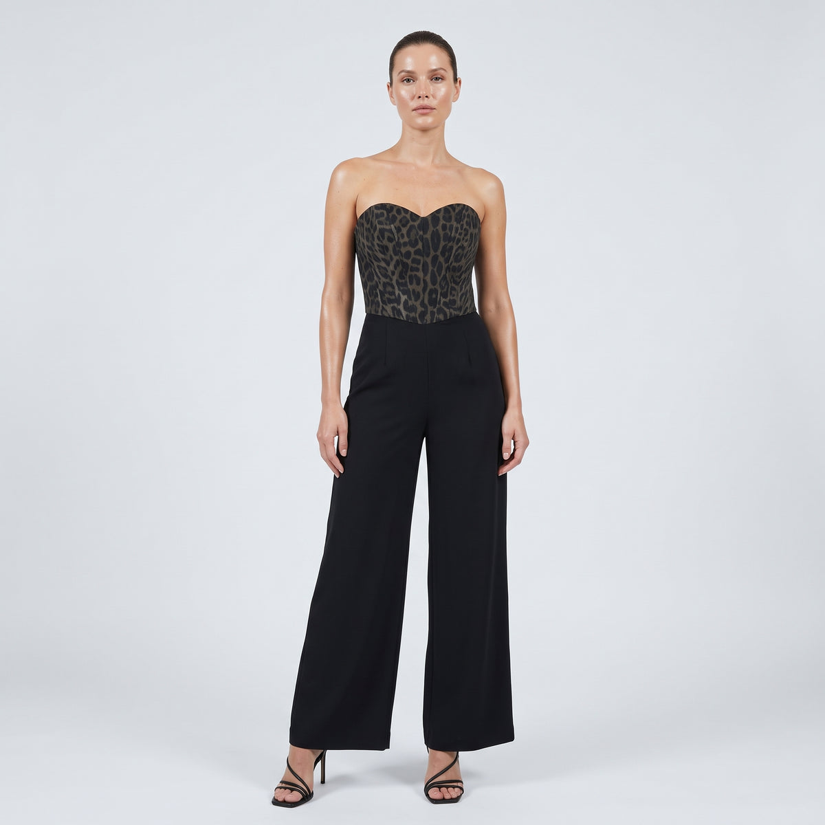 Leopard Print Strapless Jumpsuit