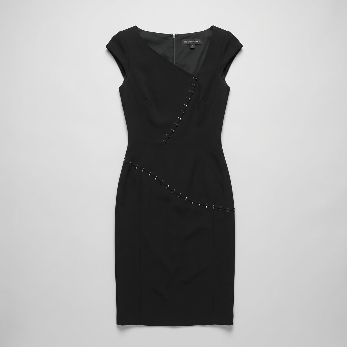 Embellished Asymmetric Tailored Sheath Dress