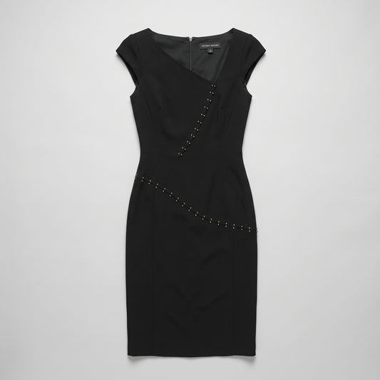 Embellished Asymmetric Tailored Sheath Dress