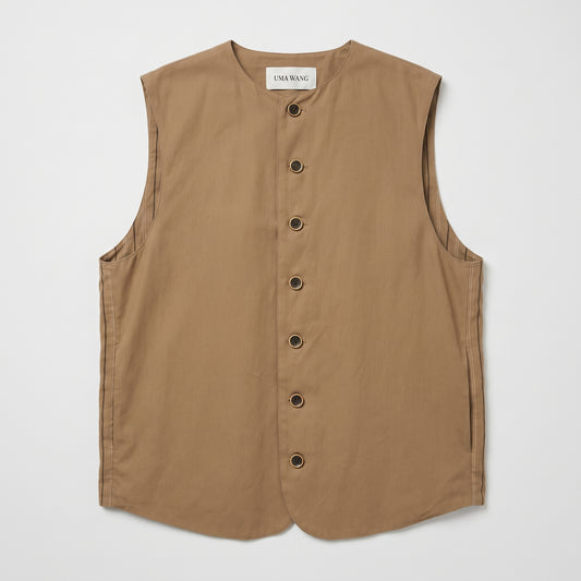 Tailored Button-Front Cotton Vest