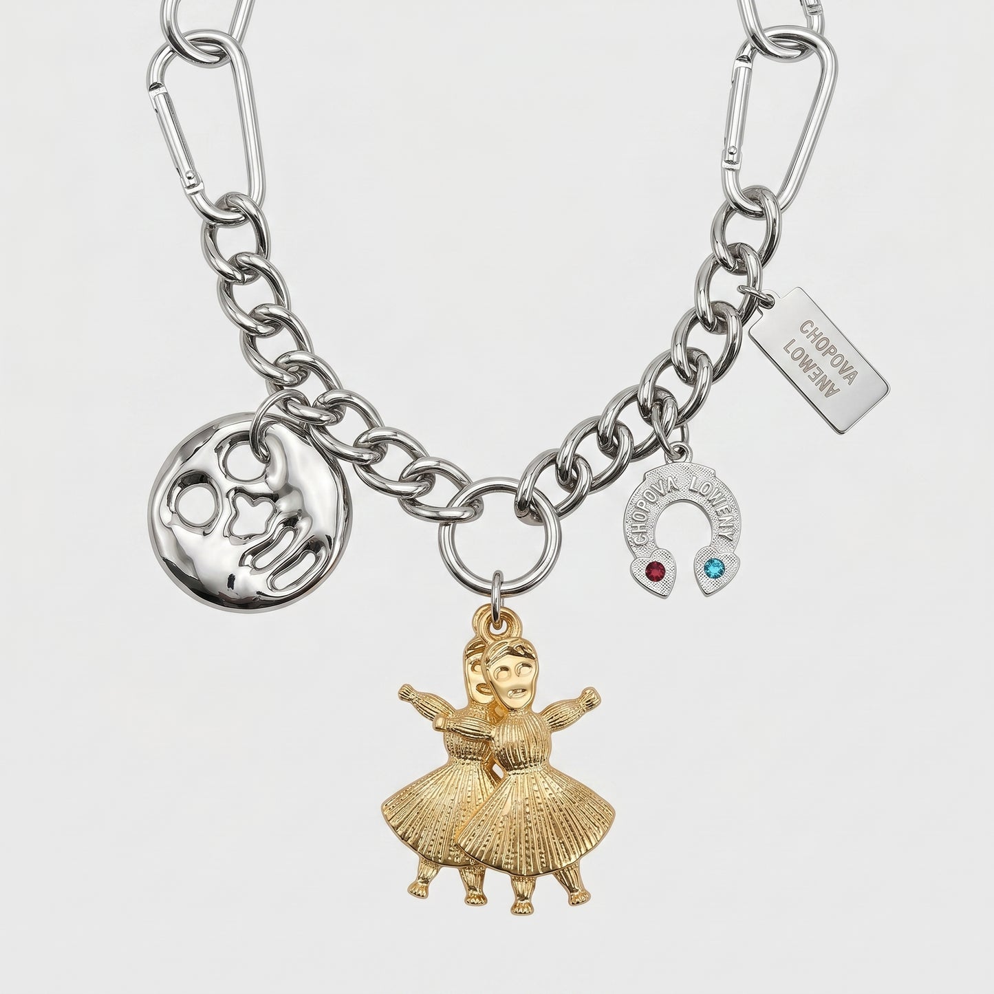 Mixed Metal Figurine Charm Necklace