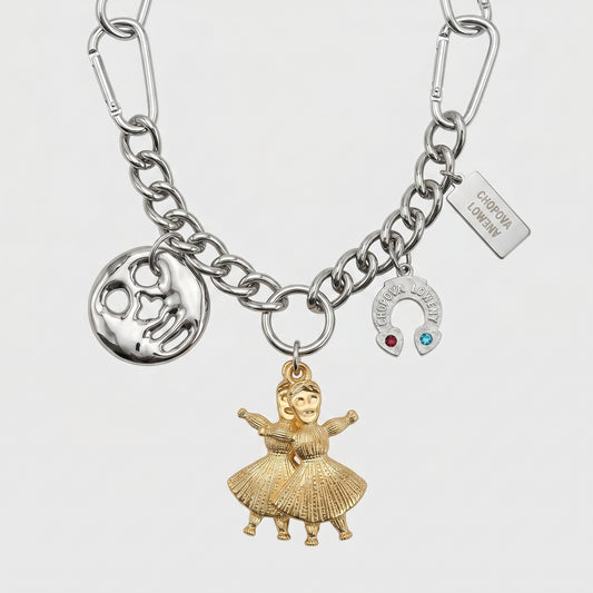 Mixed Metal Figurine Charm Necklace