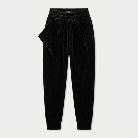 Velvet Draped Waist Joggers