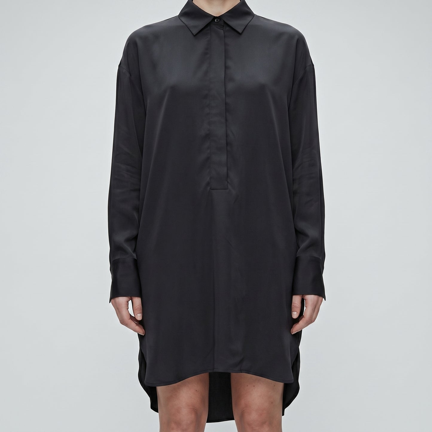 Midnight Navy Satin Oversized Shirt