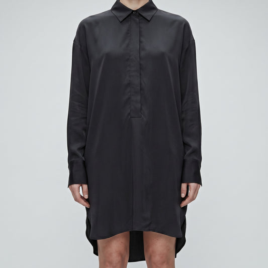 Midnight Navy Satin Oversized Shirt