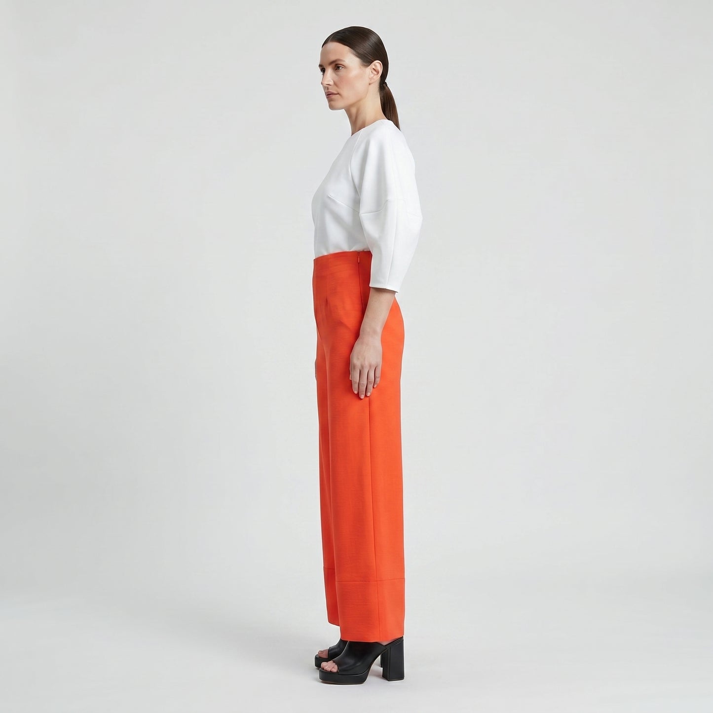 Red Wide Leg Tailored Trousers