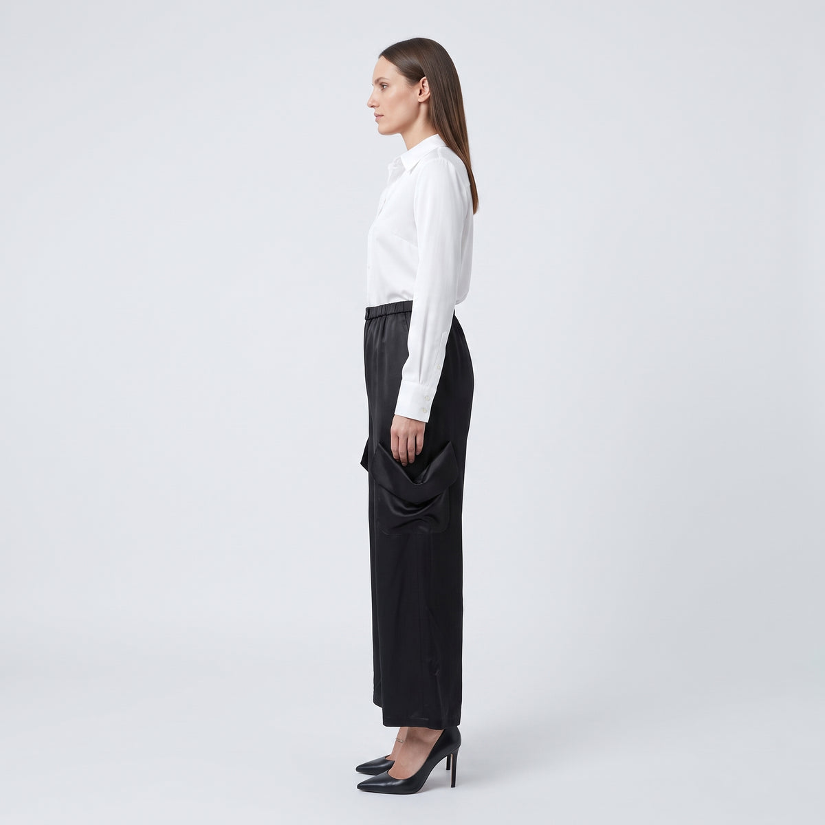 Satin Cargo Utility Trousers