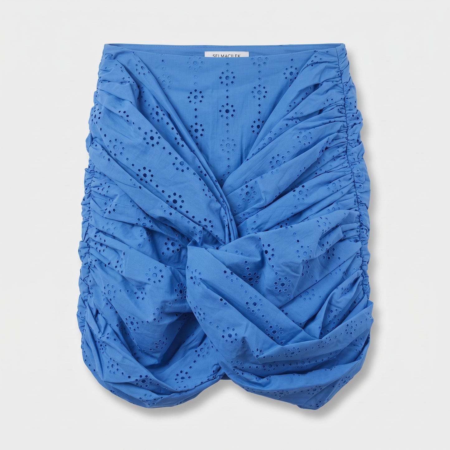 Ruched Eyelet Mini Skirt