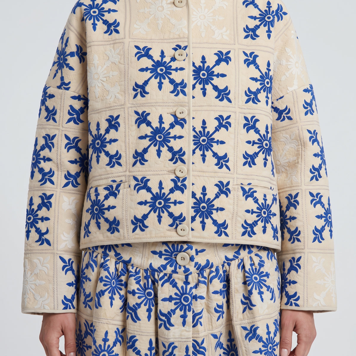 Embroidered Quilted Boxy Jacket