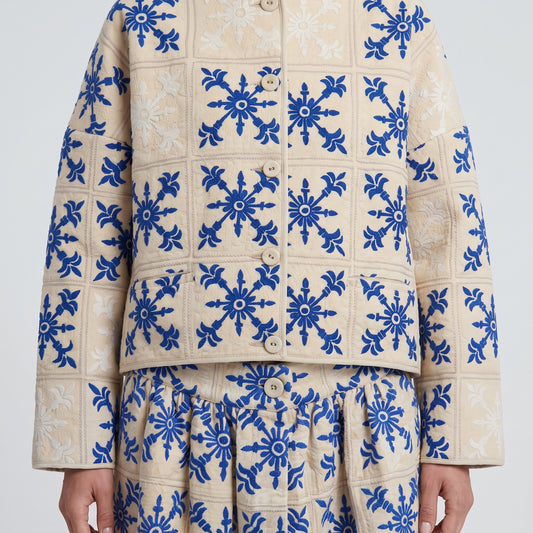 Embroidered Quilted Boxy Jacket