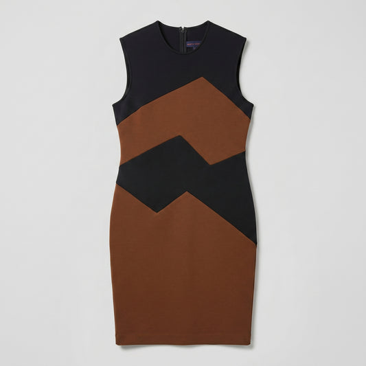 Geometric Color-Block Knit Dress