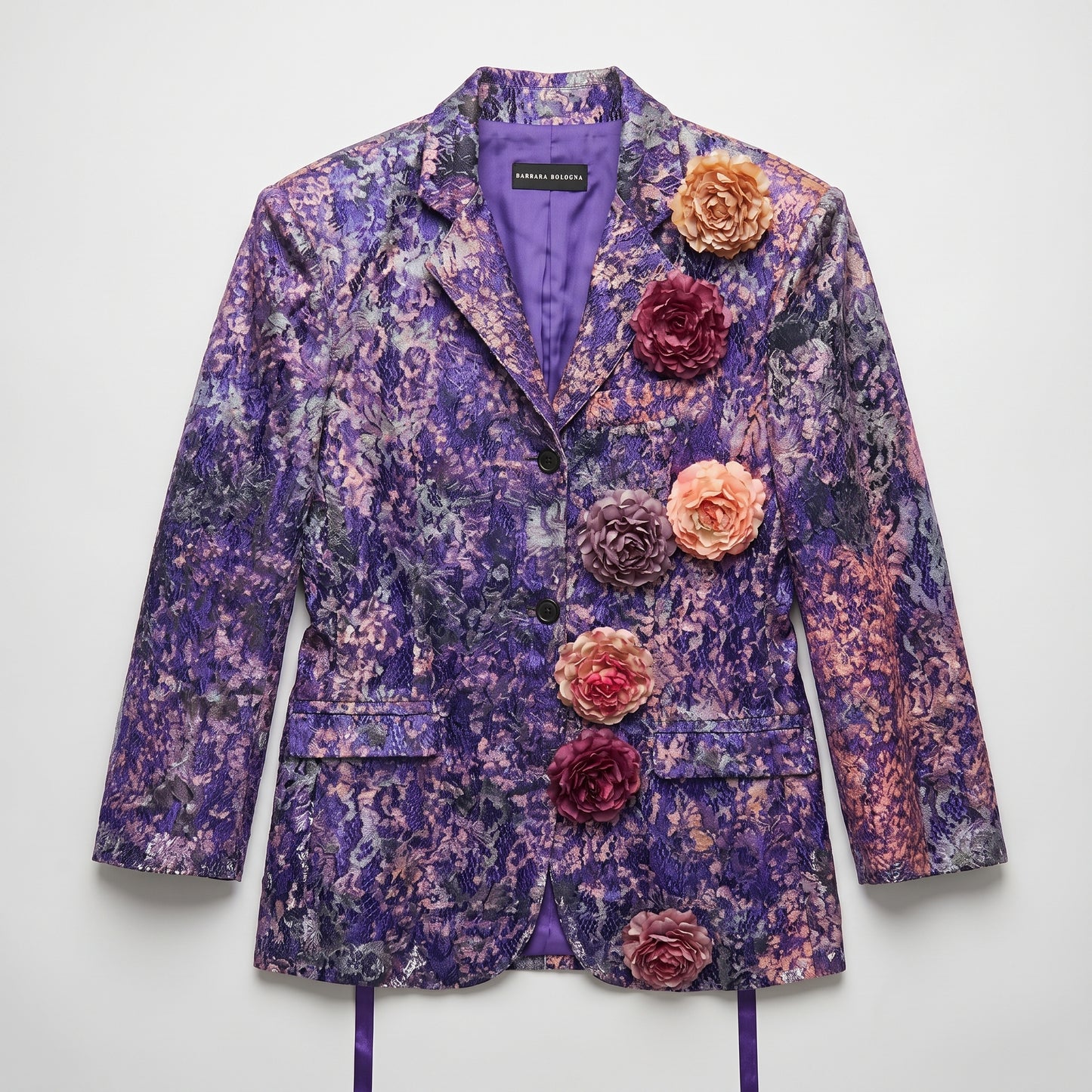 Floral Embellished Brocade Blazer