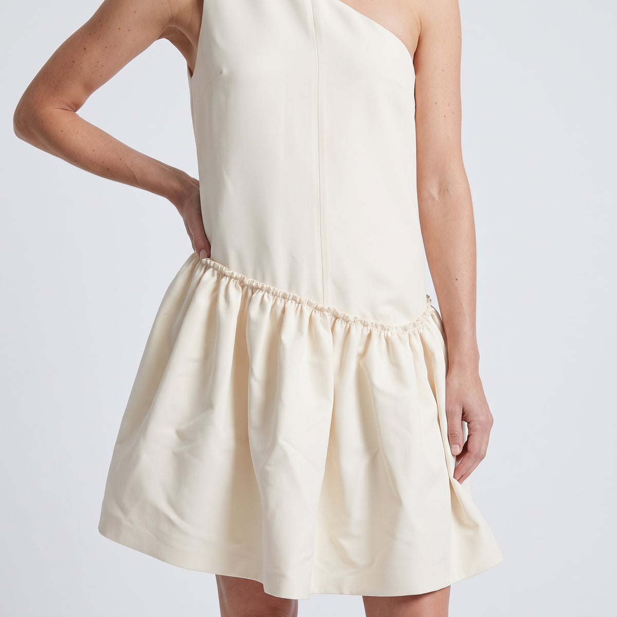 One Shoulder Flared Mini Dress