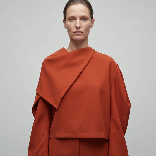 Draped Asymmetric Long Sleeve Top