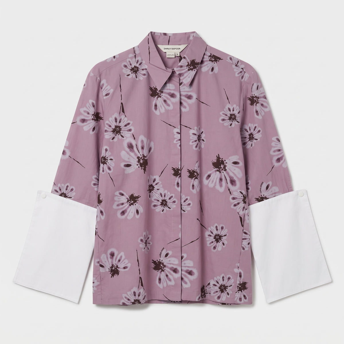 Floral Print Contrast Cuff Shirt