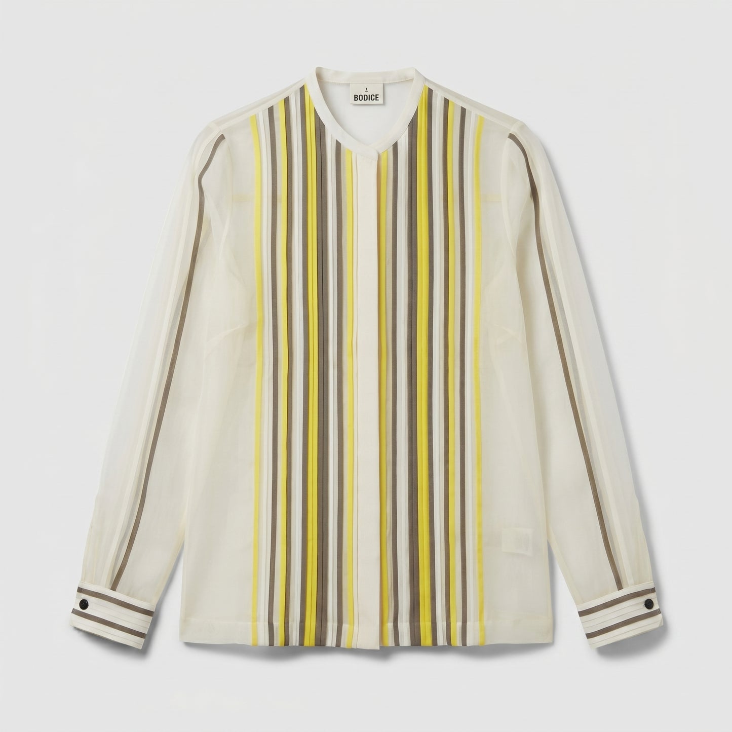 Sheer Striped Long Sleeve Blouse