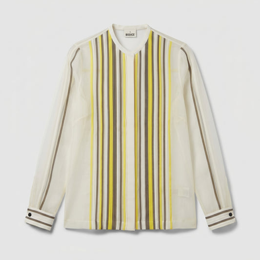 Sheer Striped Long Sleeve Blouse