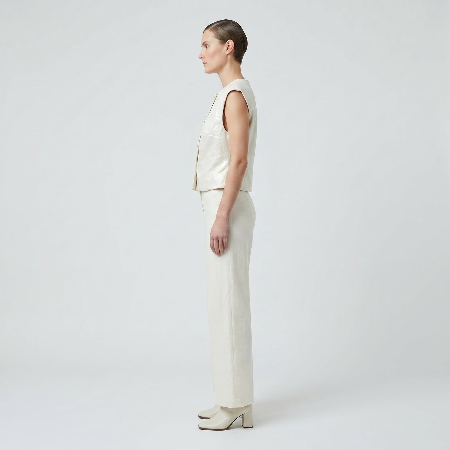 Structured Metallic White Vest
