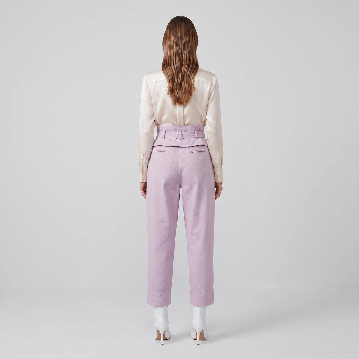 Lavender High-Waisted Paperbag Trousers