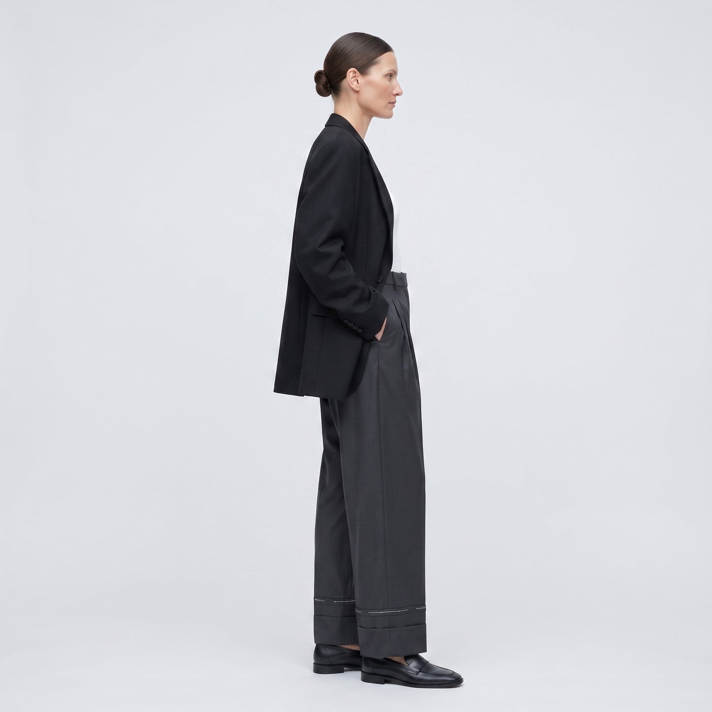 Tailored Charcoal Pleated Trousers