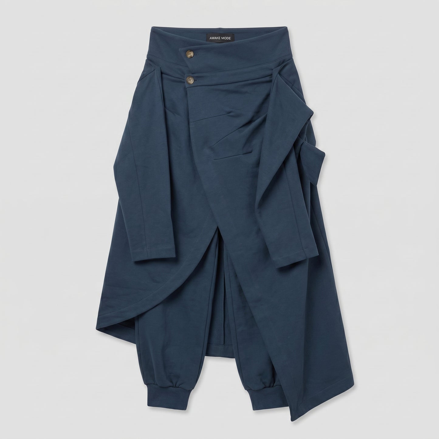 Asymmetric Draped Cotton Midi Skirt