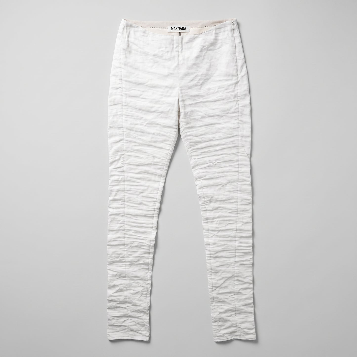 Textured Slim Fit White Trousers