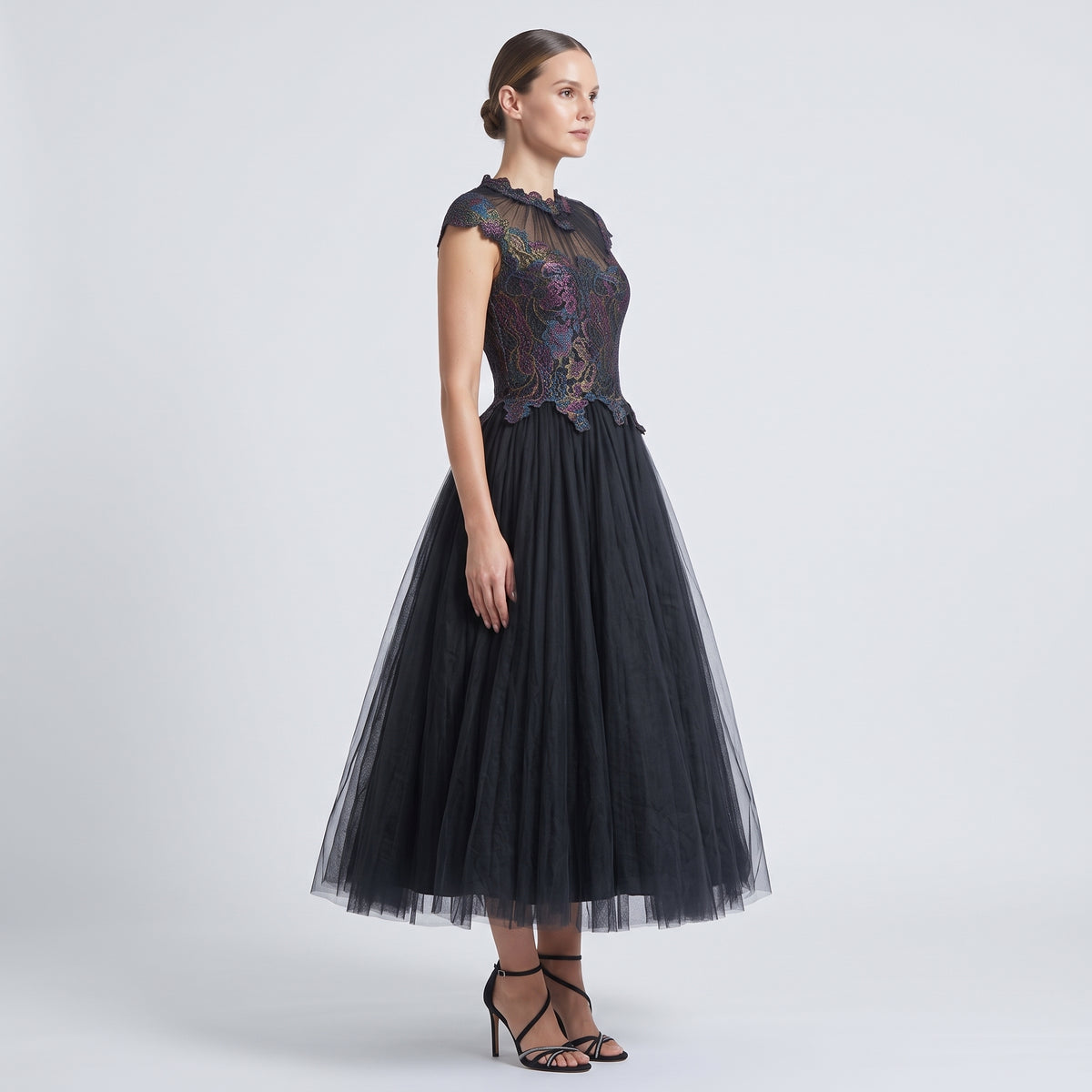 Embroidered Tulle Ball Gown