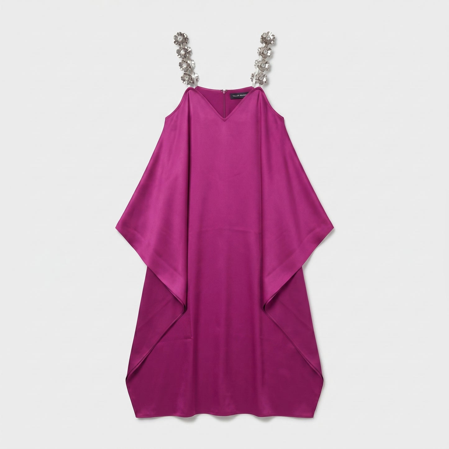 Embellished Strap Satin Kaftan Dress