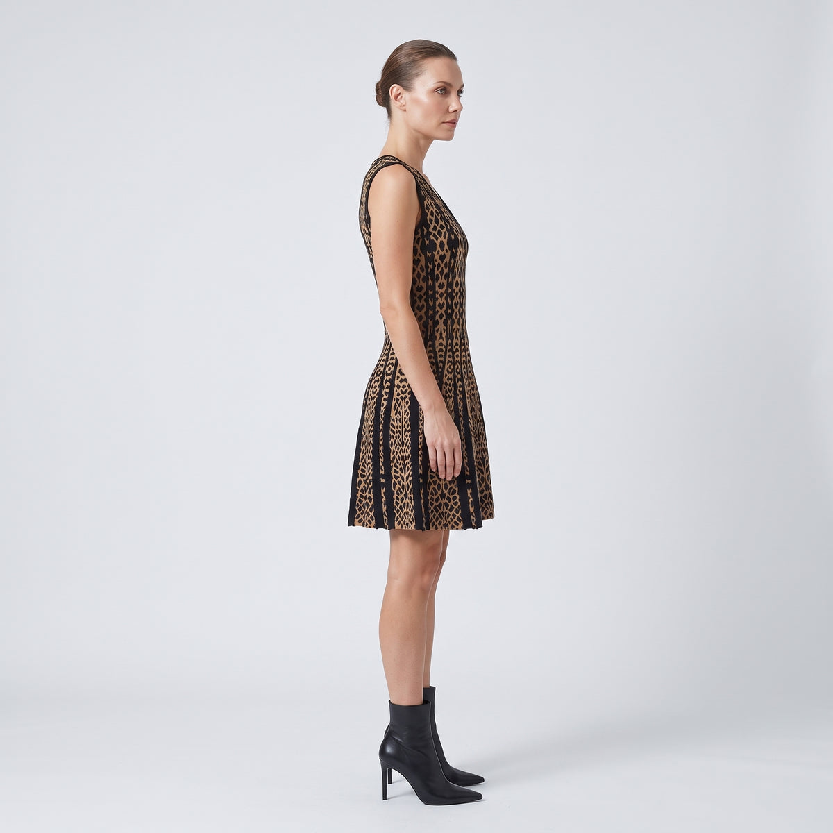 Leopard Print Knit Fit-And-Flare Dress