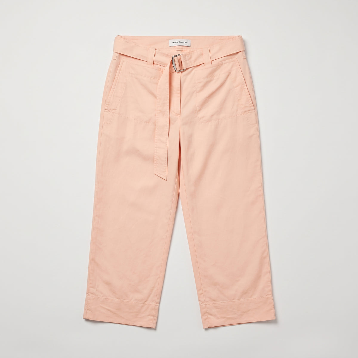 High-Waisted Peach Cropped Trousers