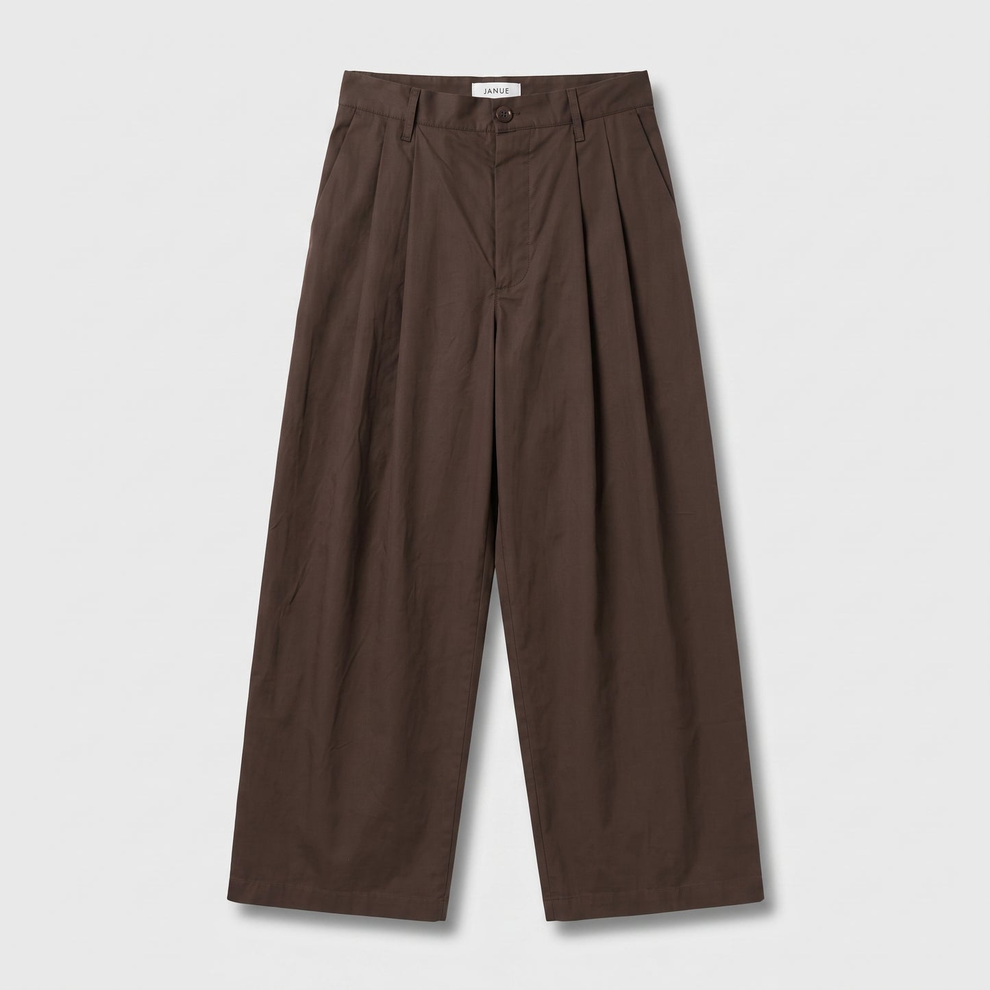 Pleated Wide-Leg Cotton Trousers