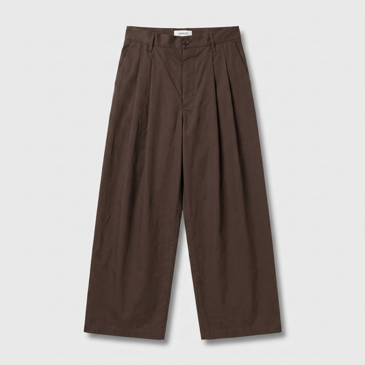 Pleated Wide-Leg Cotton Trousers