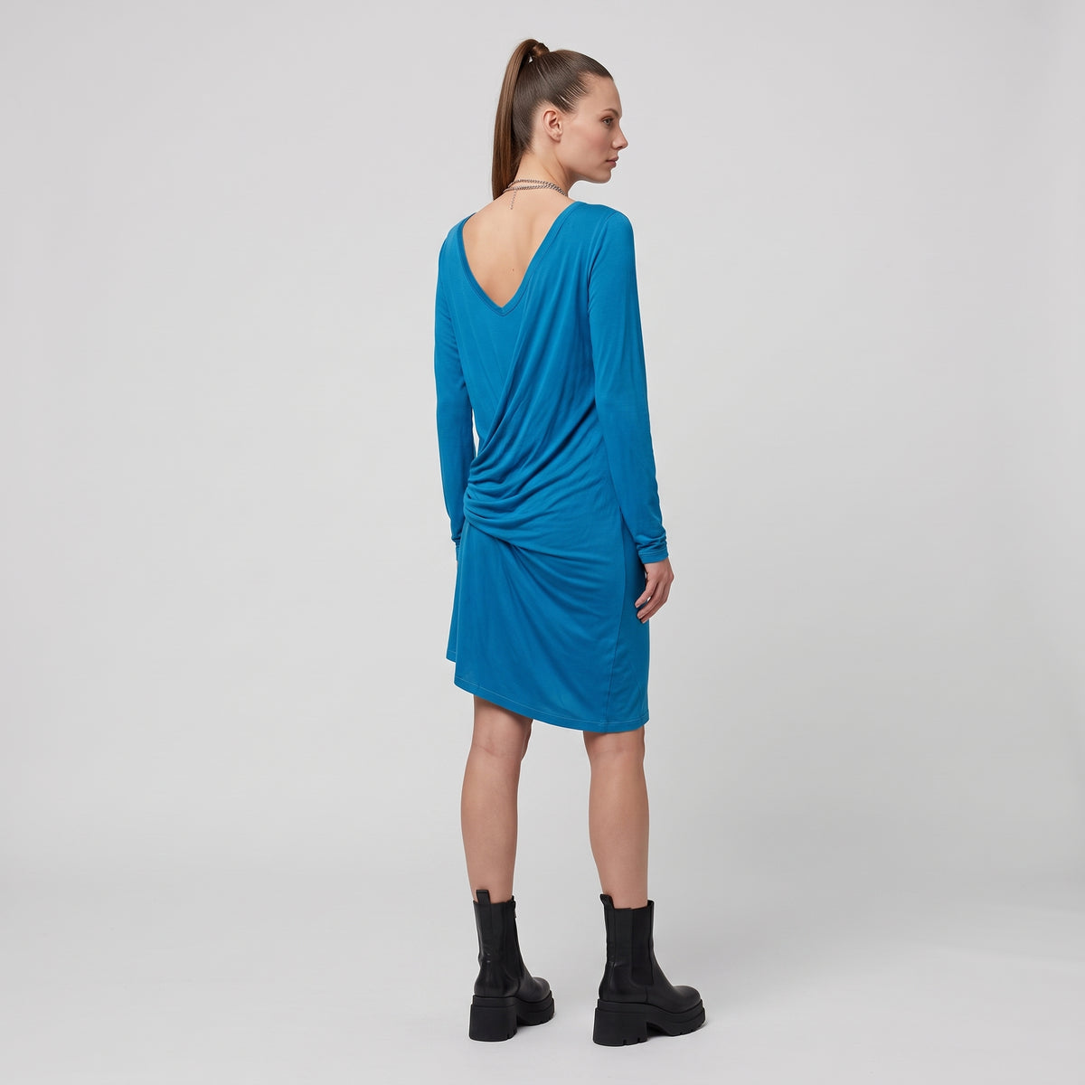 Ruched Side Long-Sleeve Dress