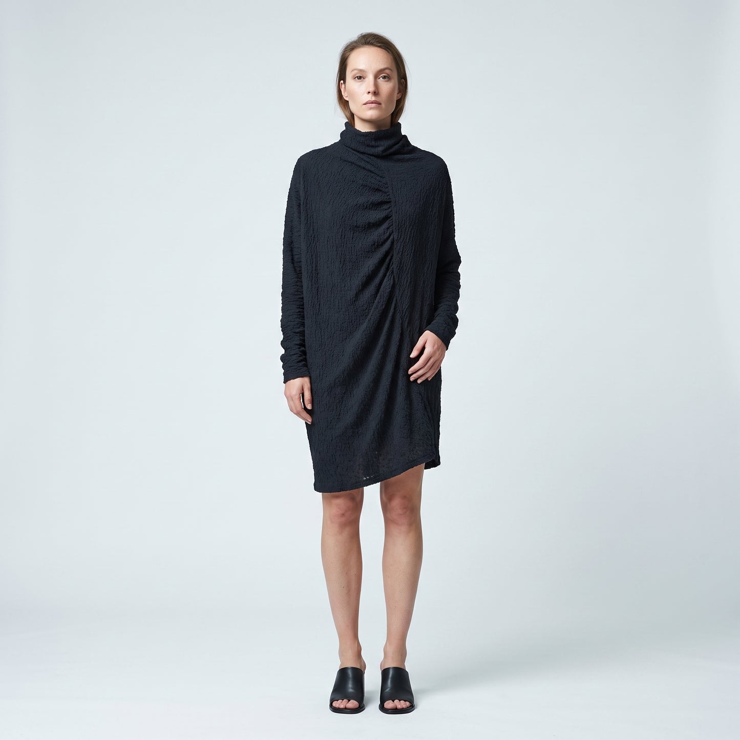 Textured Asymmetric High Neck Tunic