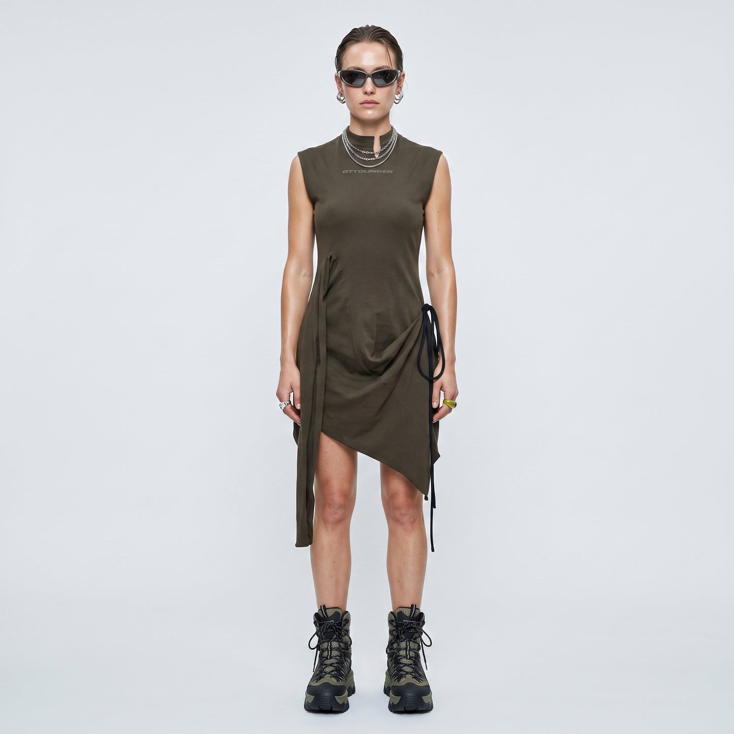 Asymmetric Sleeveless Drawstring Top