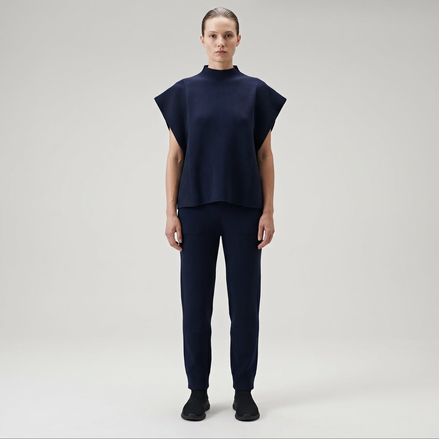 Ribbed Mock Neck Shell