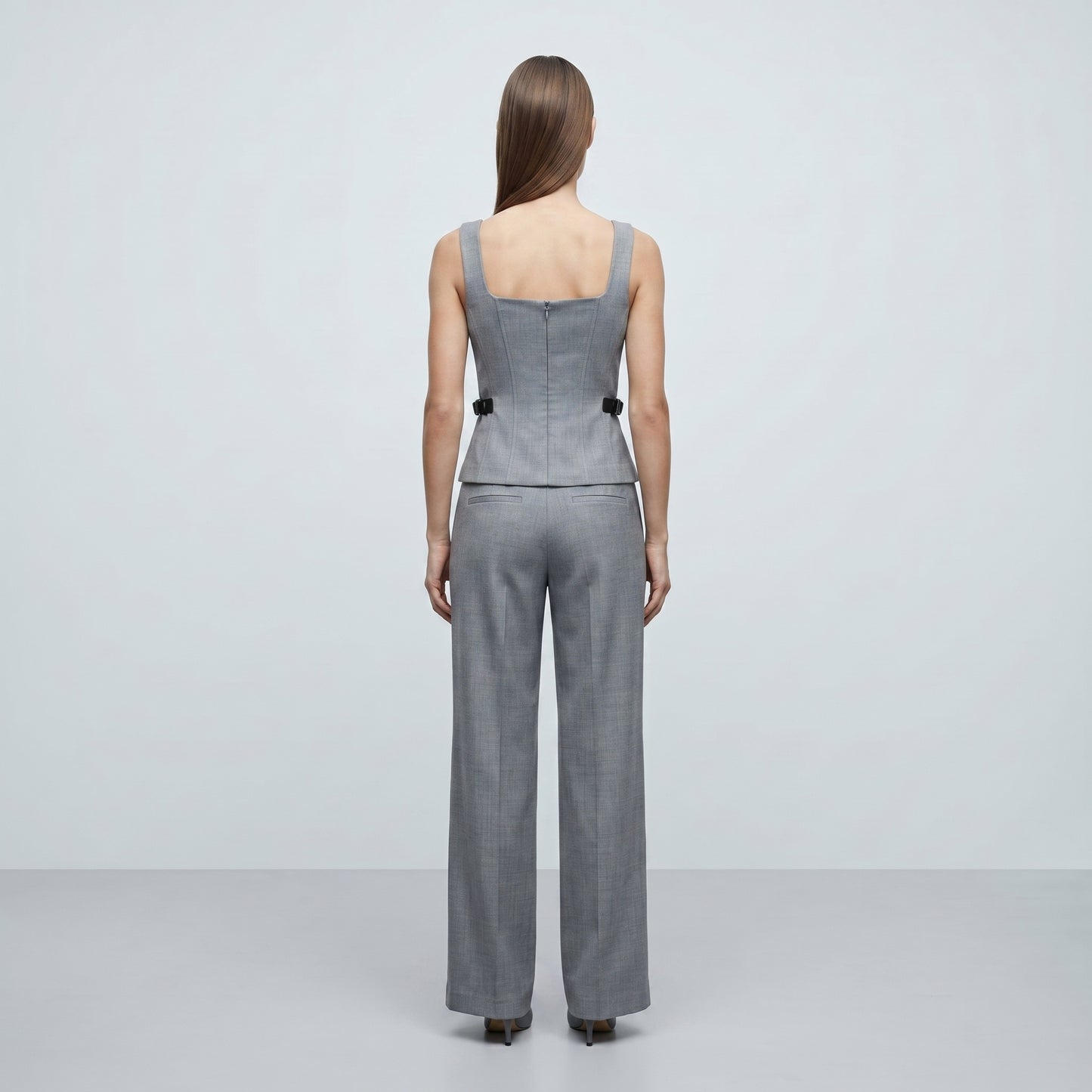 Tailored Grey Buckle Vest