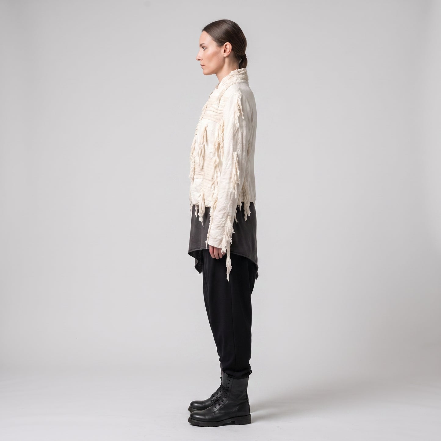 Distressed Fringe Zip Jacket