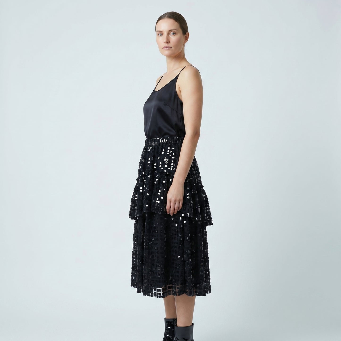 Shimmering Sequin Tiered Skirt