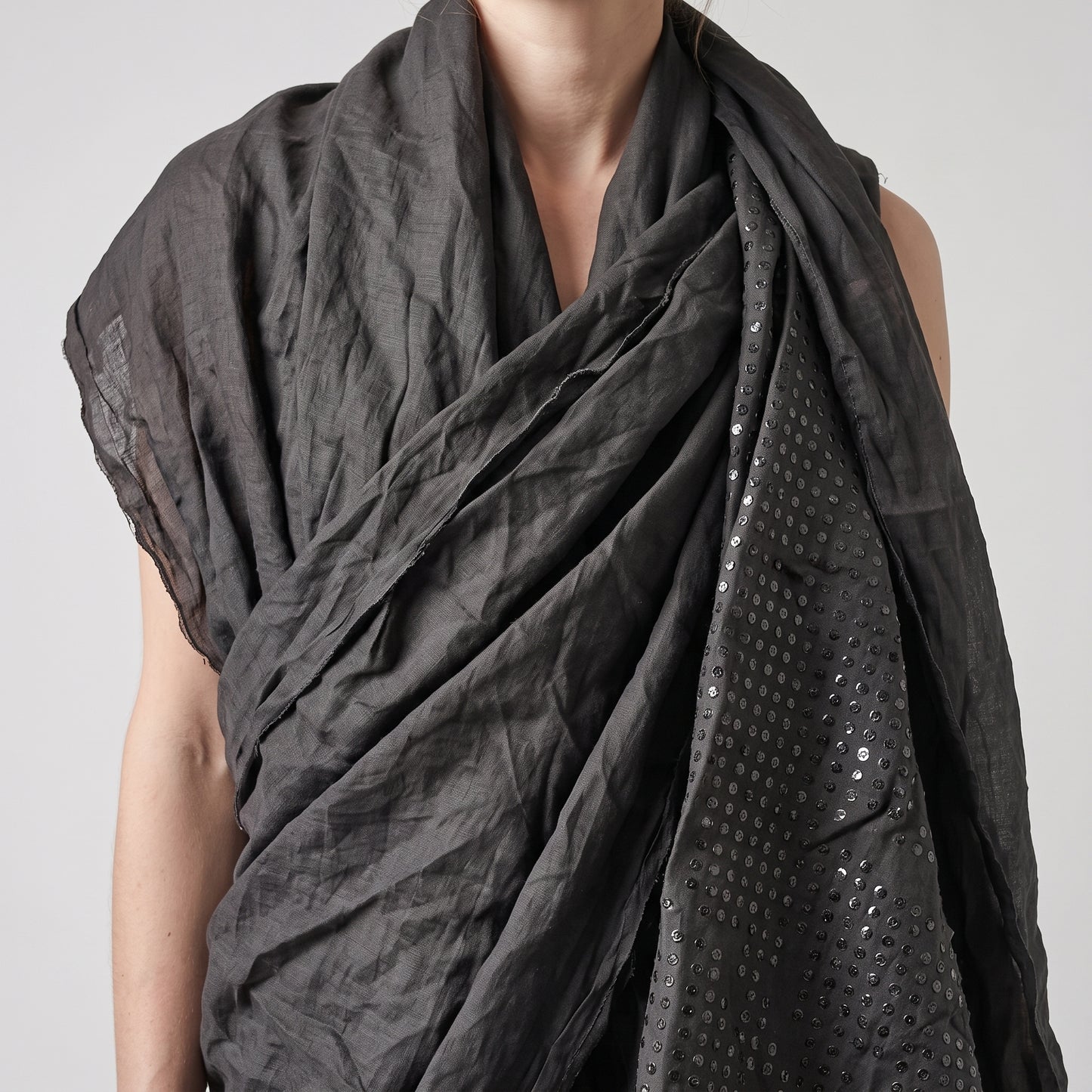 Perforated Lightweight Black Scarf