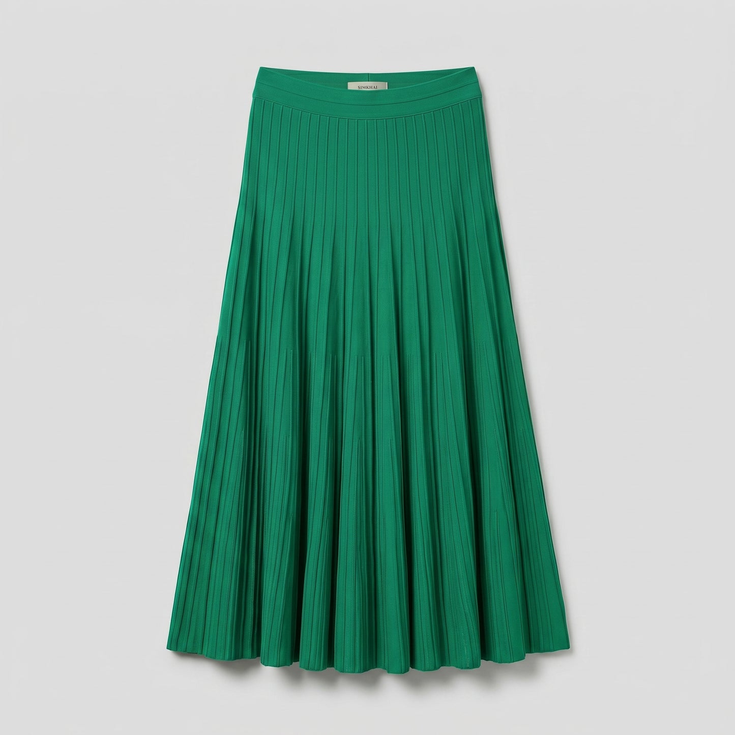 Emerald Pleated Knit Midi Skirt