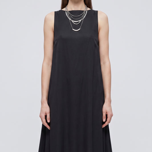 Sleeveless Black Silk Shift Dress