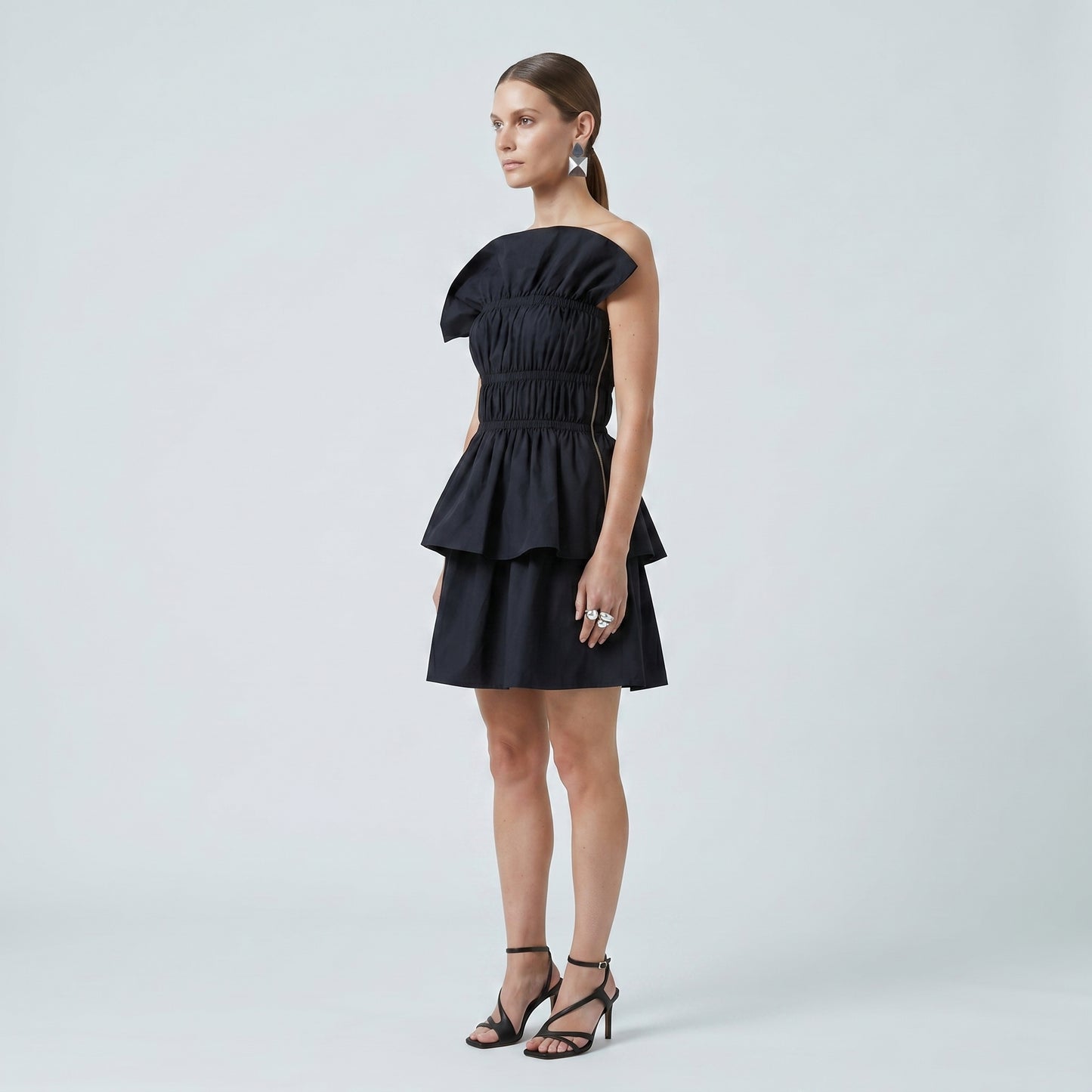 Strapless Tiered Ruffled Mini Dress