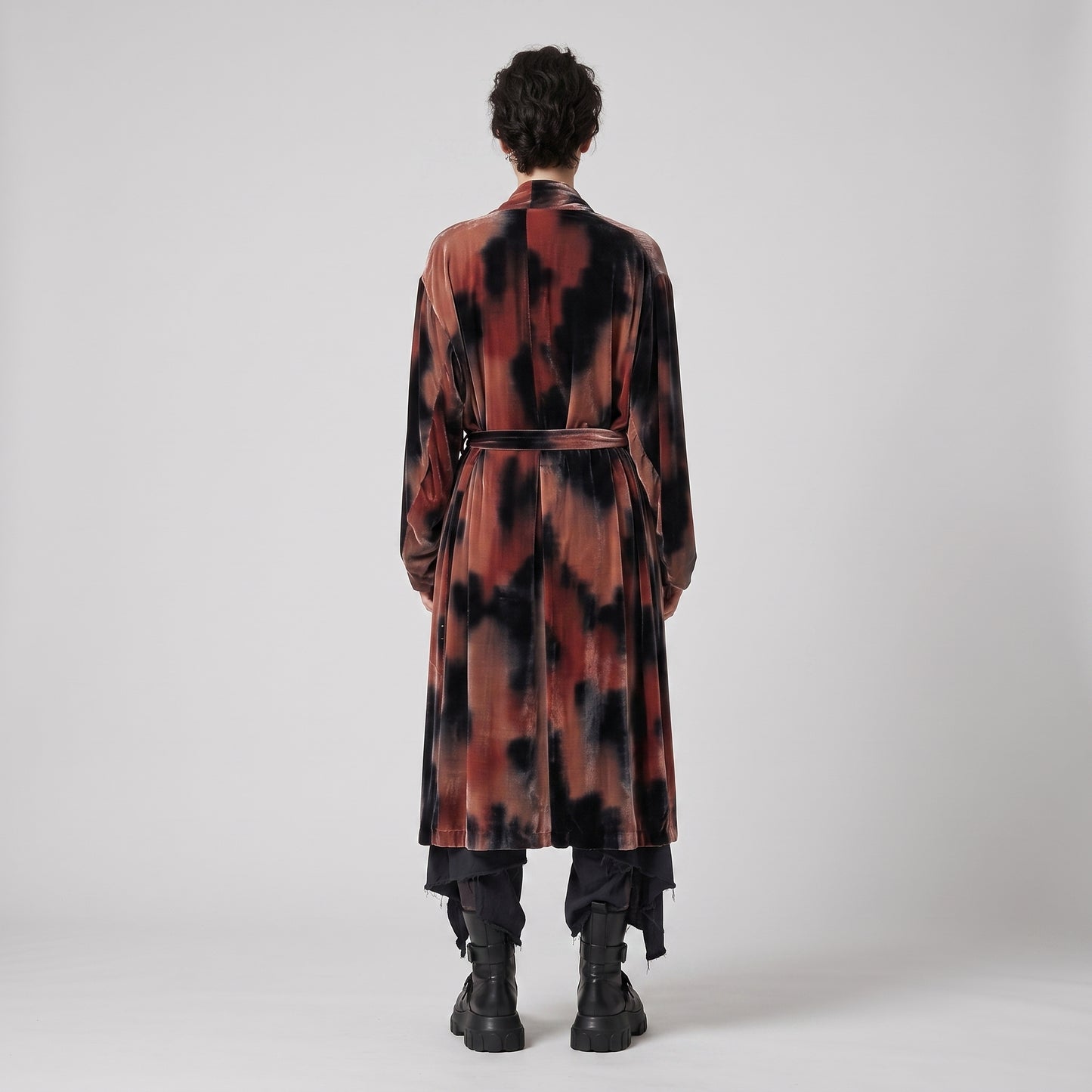 Tie-Dye Velvet Wrap Coat