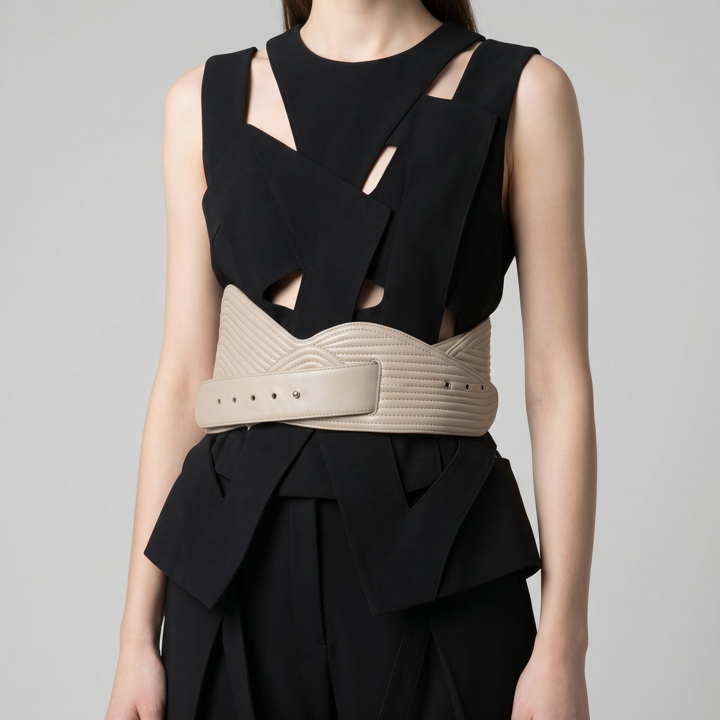 Sculpted Quilted Leather Corset Belt